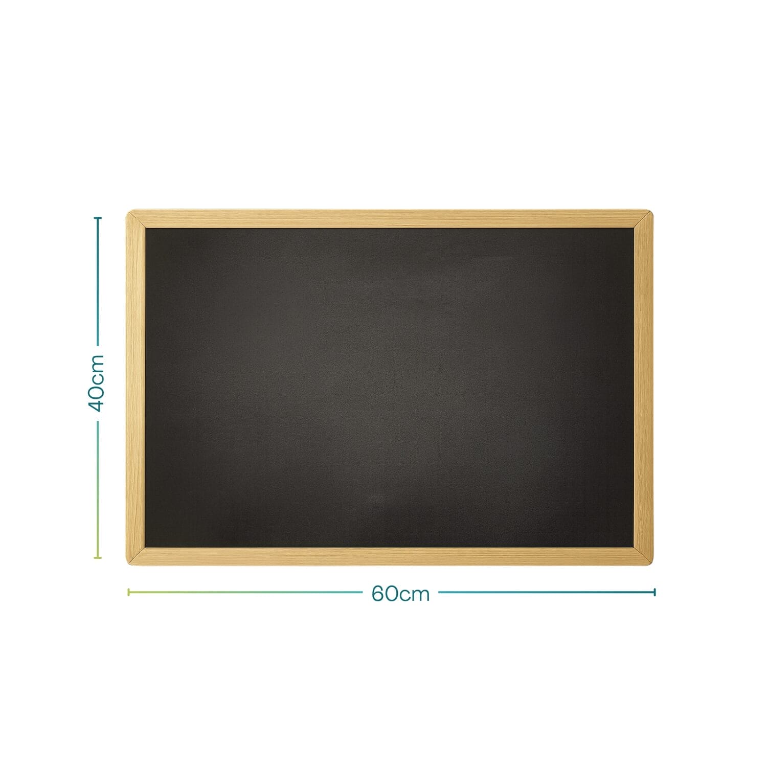 Lavagna nera 60x40 cm con cornice in legno naturale per disegno e scrittura