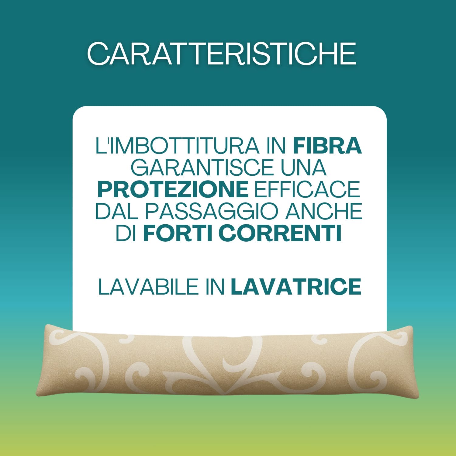 paraspifferi damascato beige caratteristiche Paraspiffero damascato imbottito in fibra lavabile in lavatrice