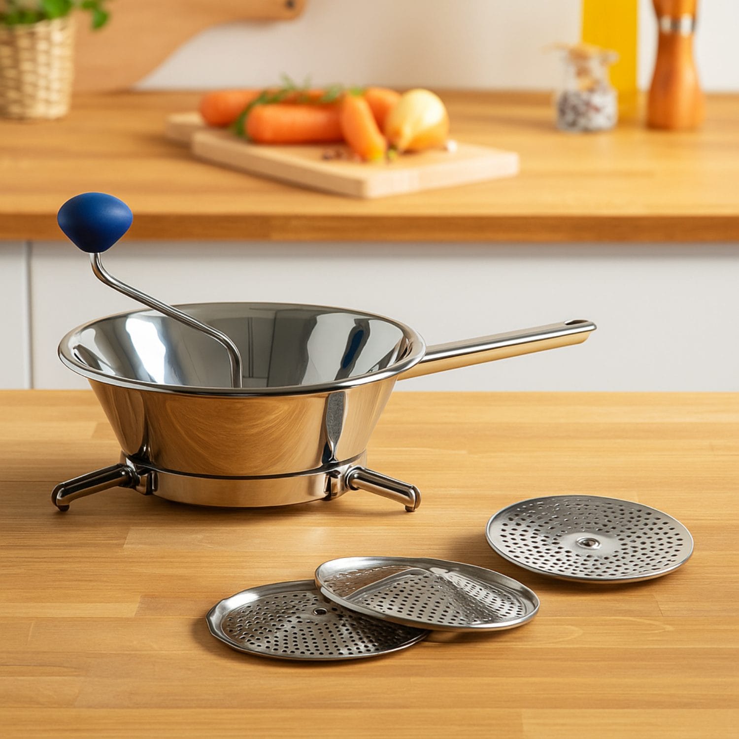 passaverdure in acciaio coreografica Passaverdure manuale in acciaio su piano cucina