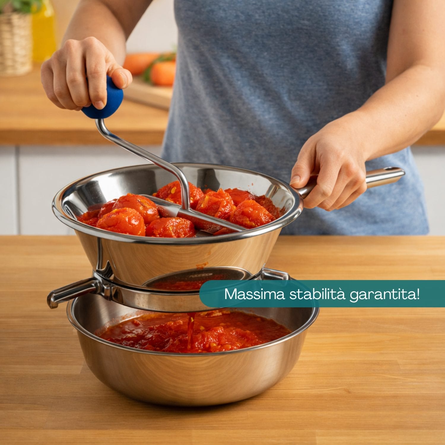 Passaverdure in acciaio per passata di pomodoro
