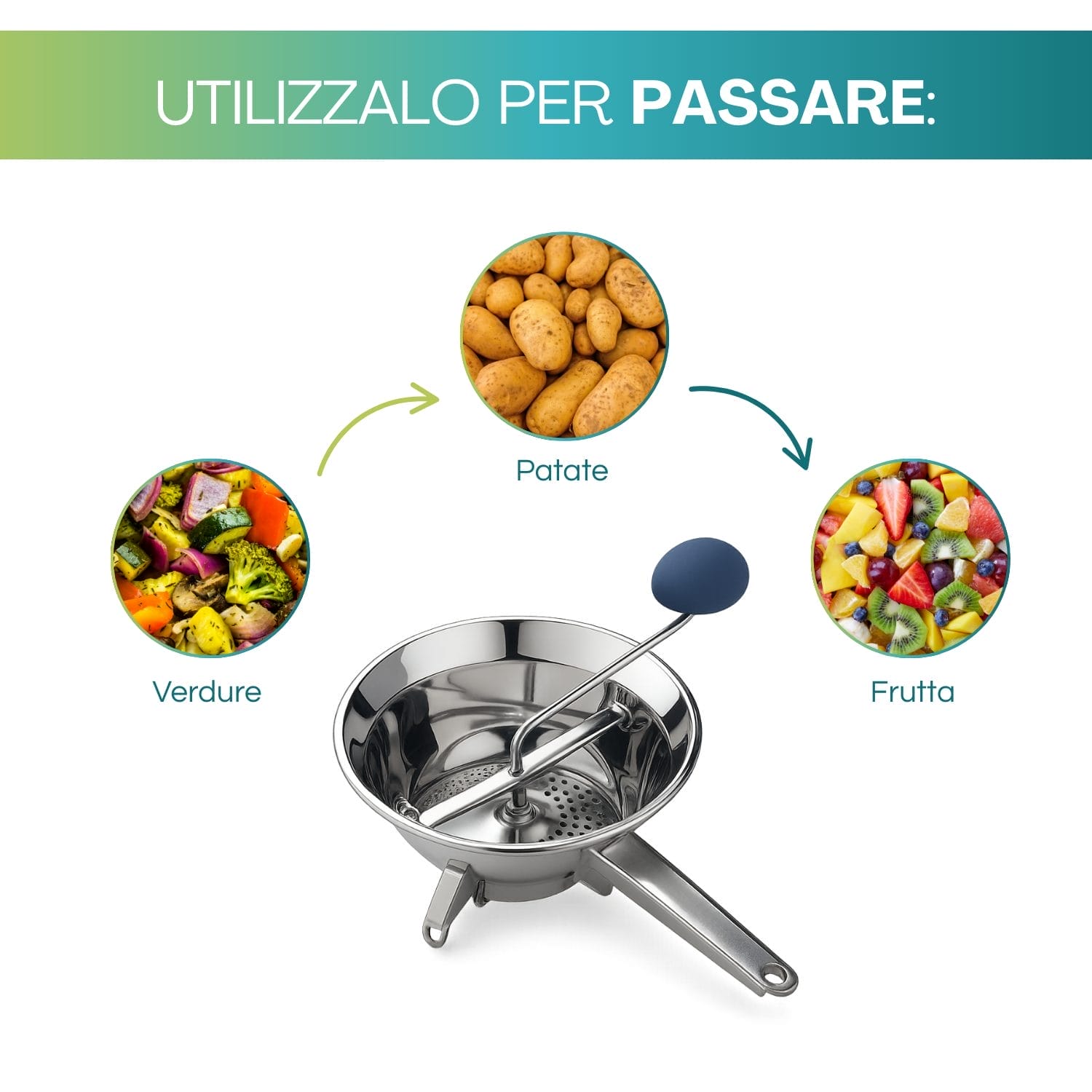 Passaverdure manuale per verdure patate e frutta