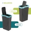 pattumiera con coperchio basculante dettagli blu Pattumiera 25 litri blu con doppia apertura: coperchio basculante e sollevabile