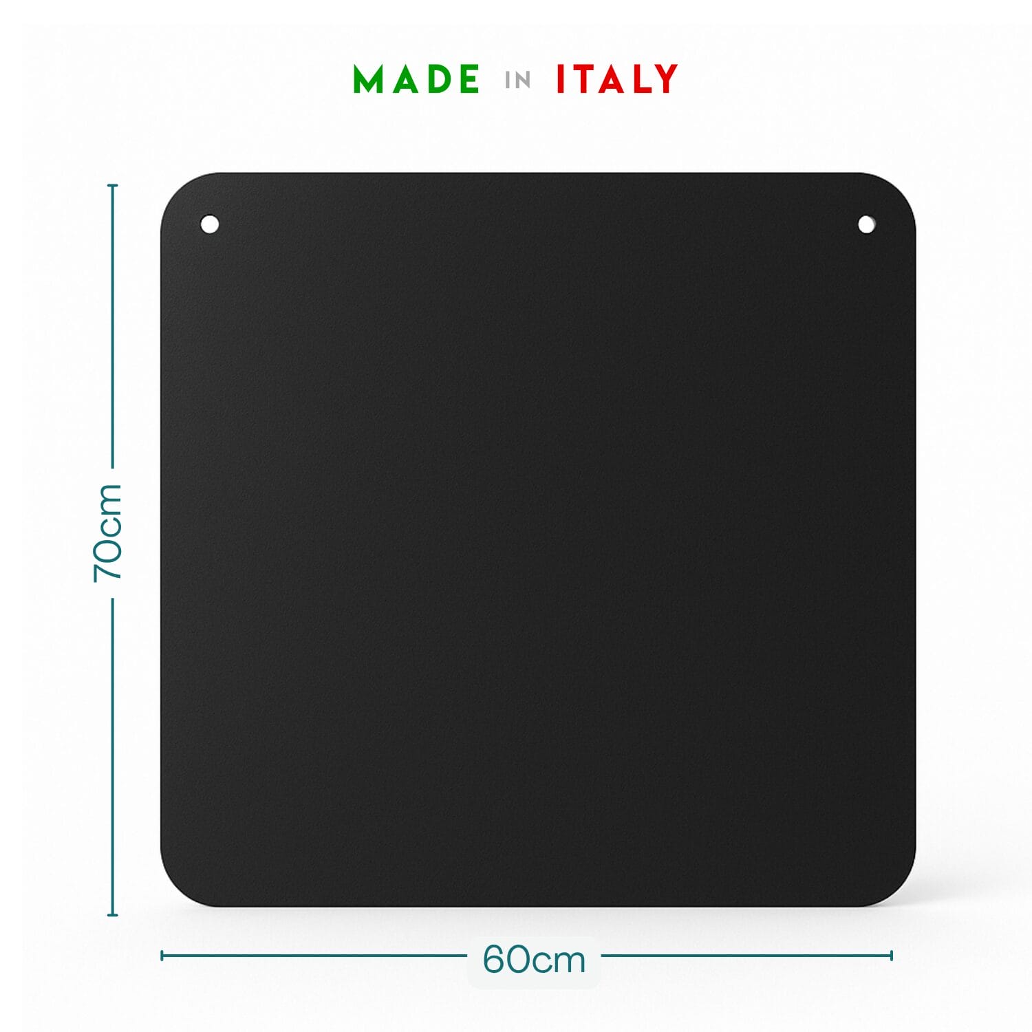 pedana-salva-pavimento-misure Pedana camino in acciaio nero 60x70 cm con angoli smussati e fori di fissaggio