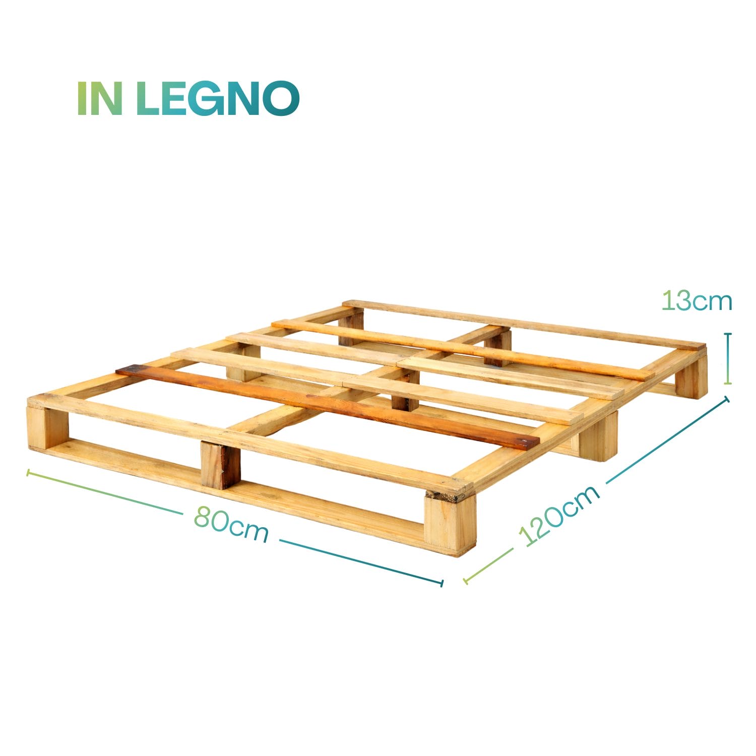 Pedana in legno 120x80 cm altezza 13 cm pallet a perdere