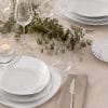 piatti quadrati porcellana Set tavola elegante con piatti quadrati in porcellana bianca decorata per 6 persone