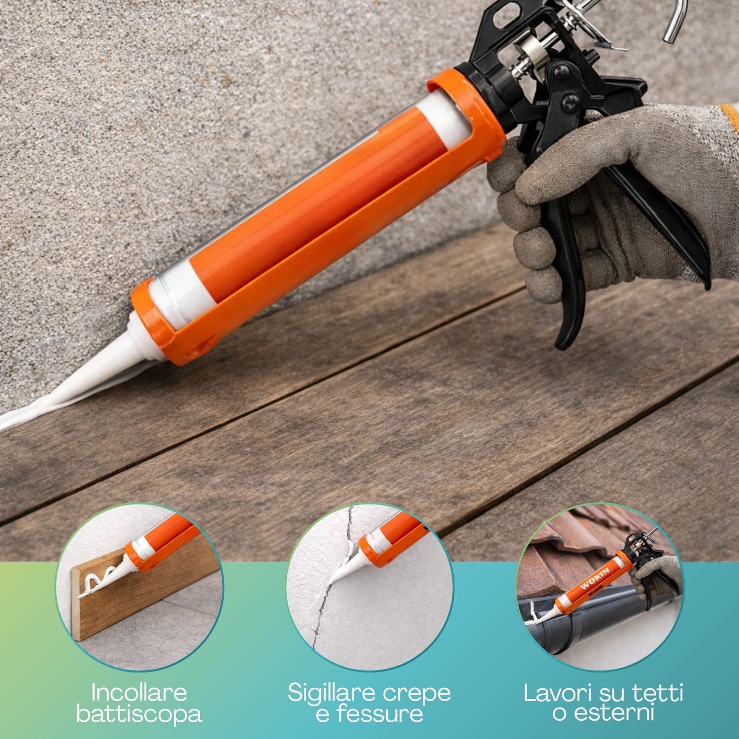 Pistola sigillante per silicone per incollare battiscopa e sigillare crepe