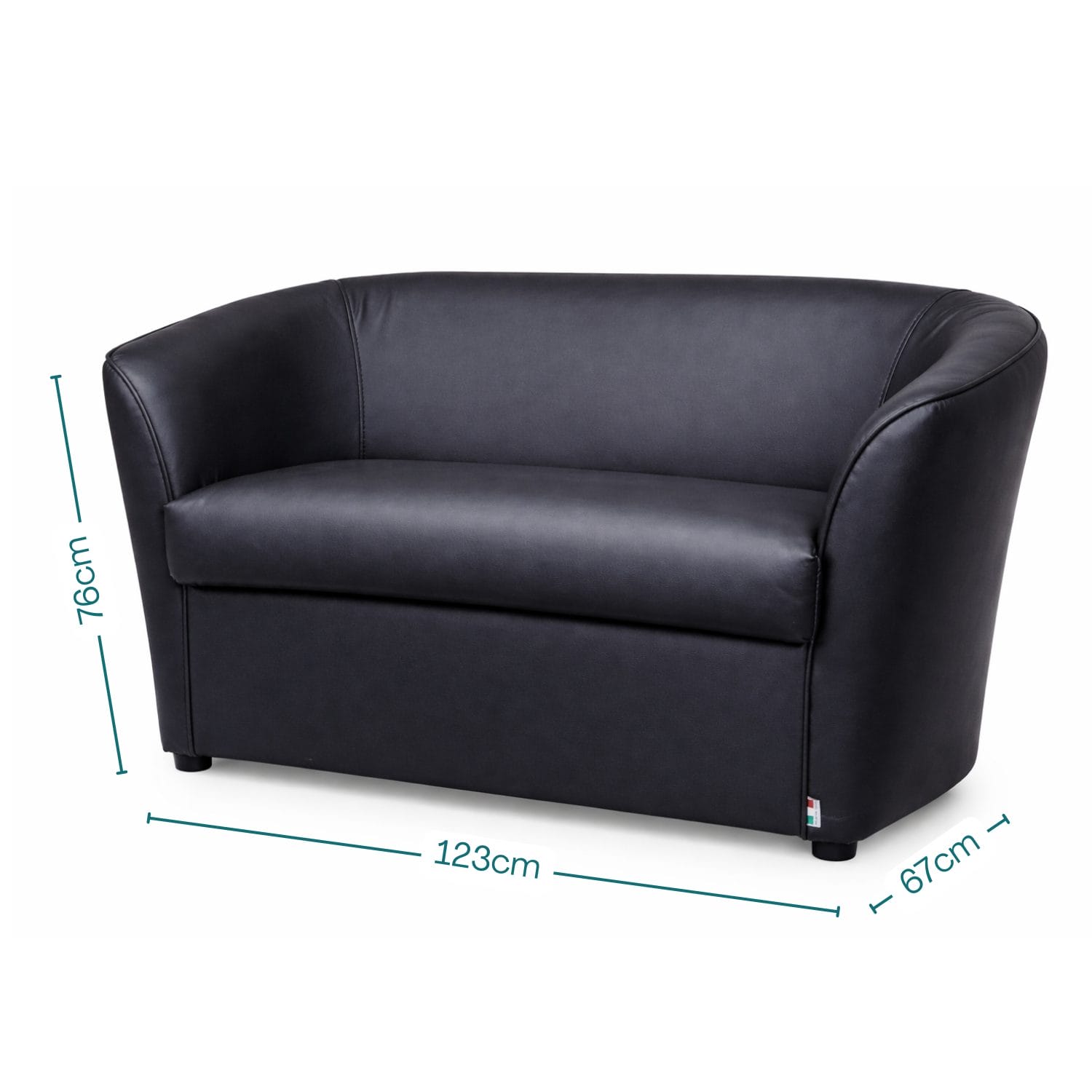 poltrona a pozzetto misure Divano a pozzetto 2 posti nero, dimensioni 123x67x76 cm, compatto e salvaspazio