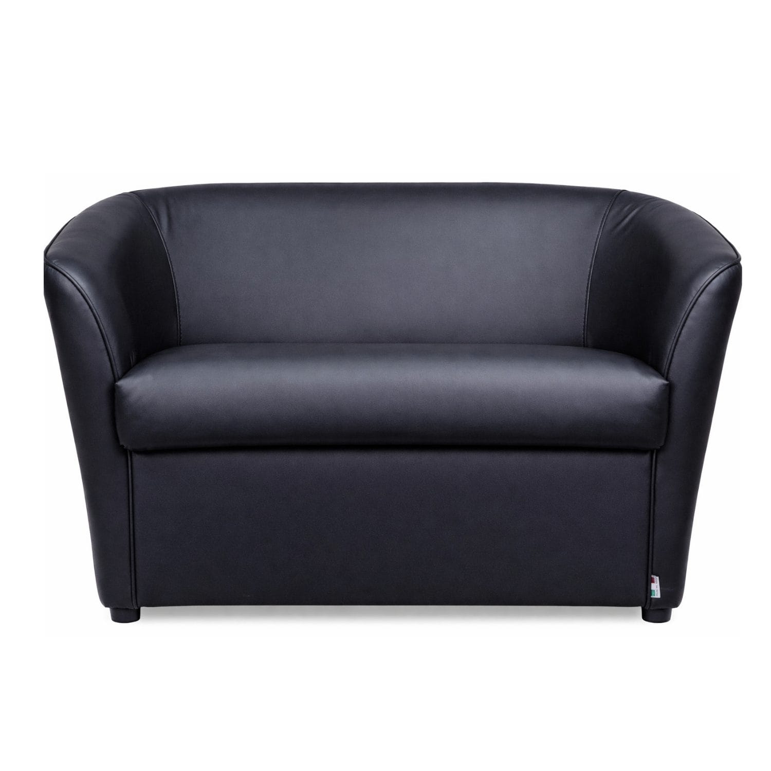 poltrona a pozzetto principale Divano a pozzetto 2 posti in ecopelle nera, stile moderno per casa e ufficio