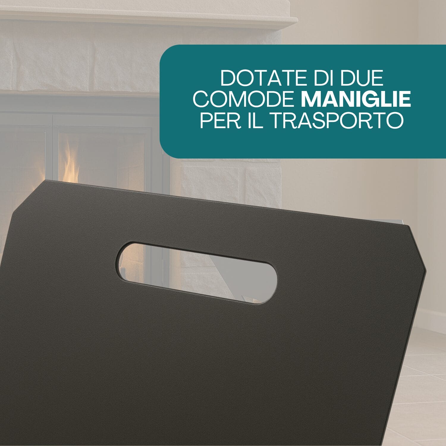 portalegna-maniglia Dimensioni portalegna acciaio nero 40x29x31 cm con maniglie Made in Italy