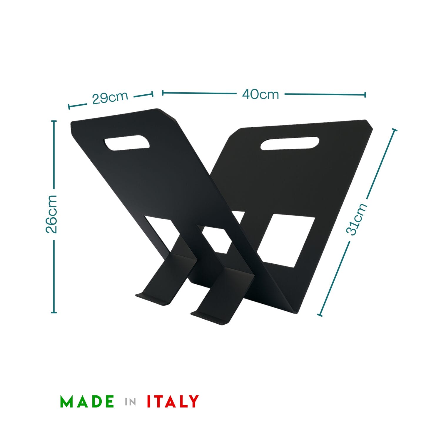 portalegna-misure Misure portalegna ovale in acciaio nero 40x34x35 cm Made in Italy