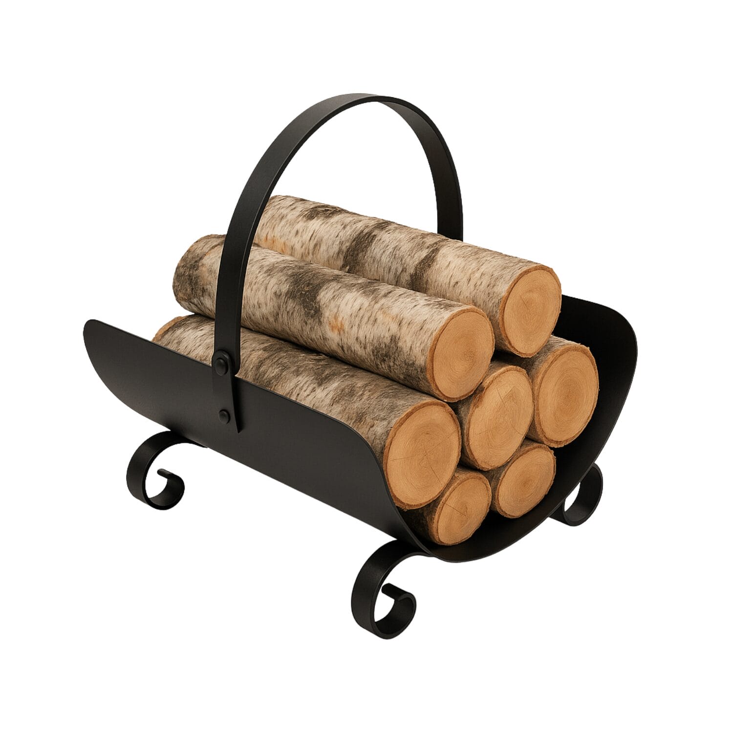 portalegna-ovale-principale Portalegna ovale in acciaio verniciato nero con manico e design tradizionale