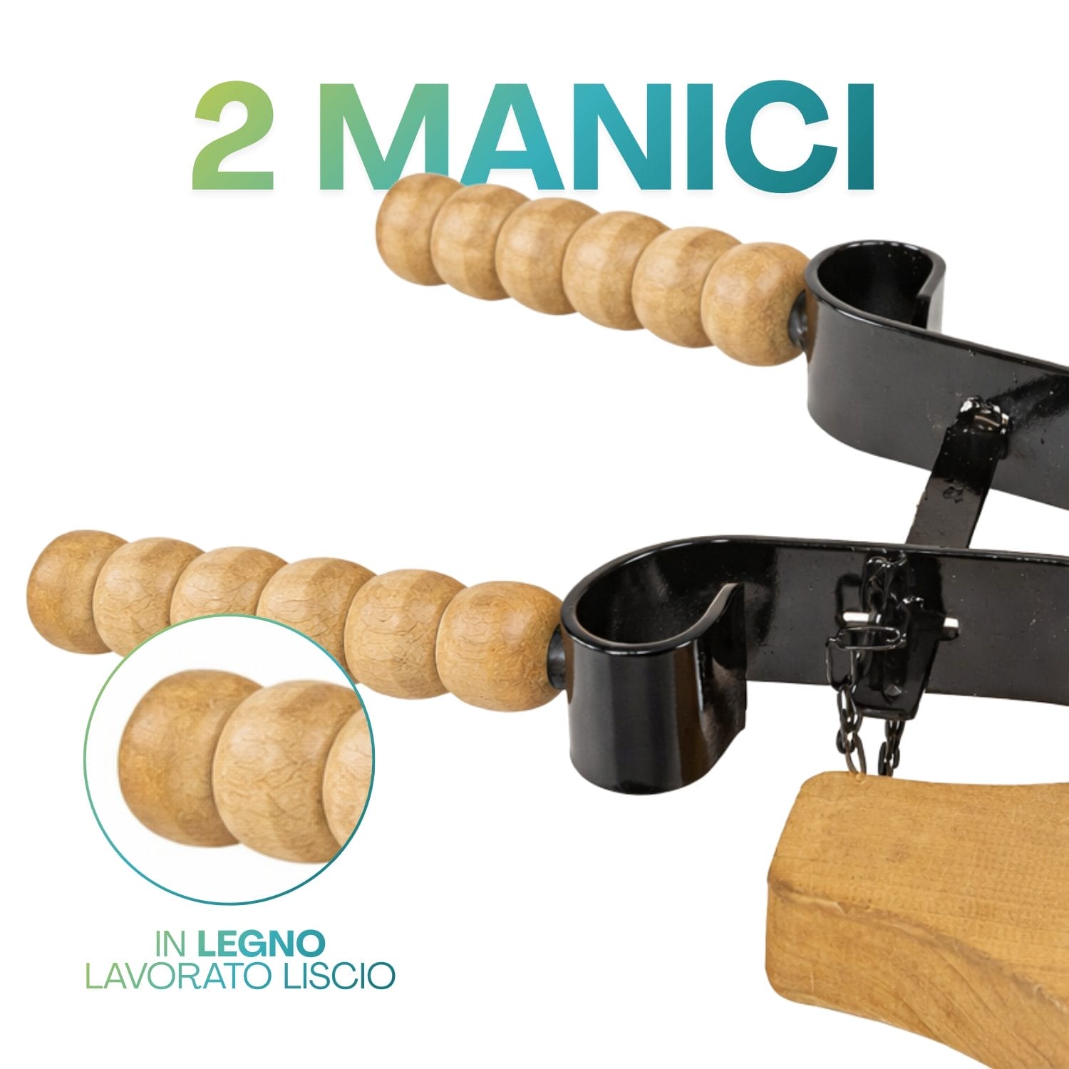 Portaprosciutto con manici in legno lavorato liscio