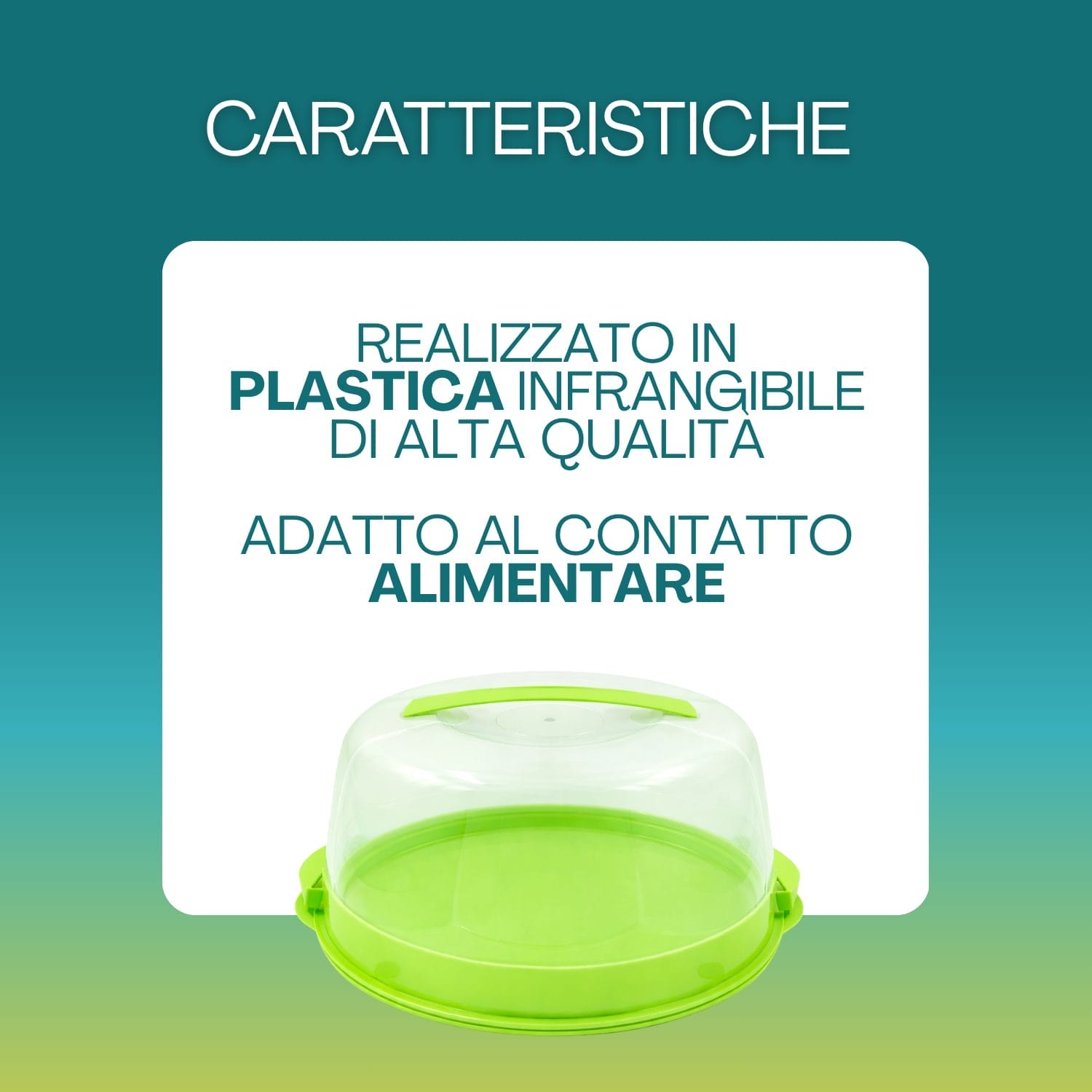 Portatorta in plastica infrangibile idonea al contatto alimentare