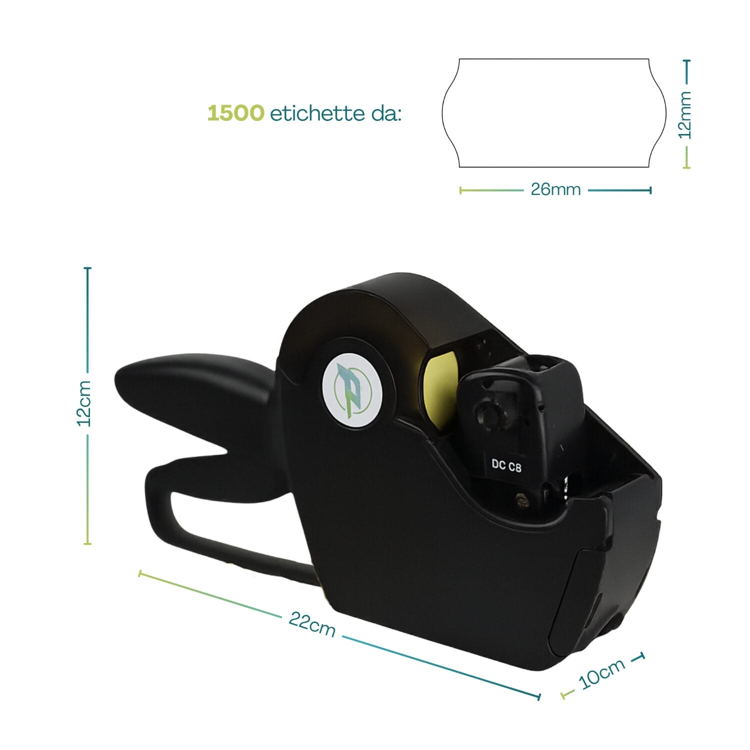 Prezzatrice Paluplus 22x12x10 cm con etichette 26x12 mm confezione 1500 pezzi