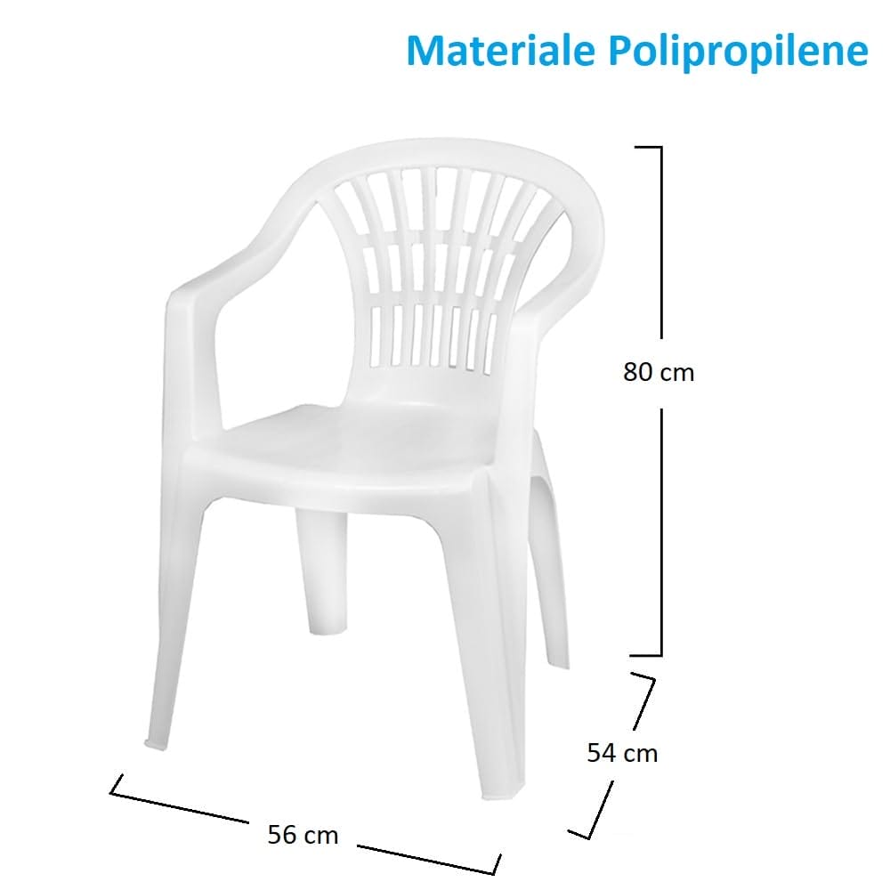 Sedia di plastica bianca con braccioli da giardino
