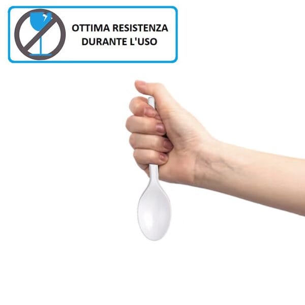100 Cucchiai Riutilizzabili Bianchi - Lunghezza 16.5 Cm, Resistenza Fino A 70°C, Ideali Per Feste E Picnic - Foto 5