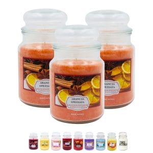 Set 3 candele profumate in giara da 510 gr Profumazione Arancia speziata