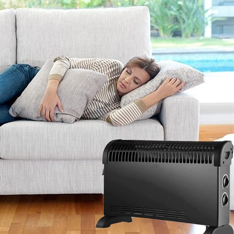 termoconvettore-nero Termoconvettore elettrico portatile 1800W nero in salotto