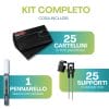 contenuto-kit-segnaprezzi-macelleria Kit con 25 cartellini in PVC, 25 supporti inox e pennarello cancellabile bianco