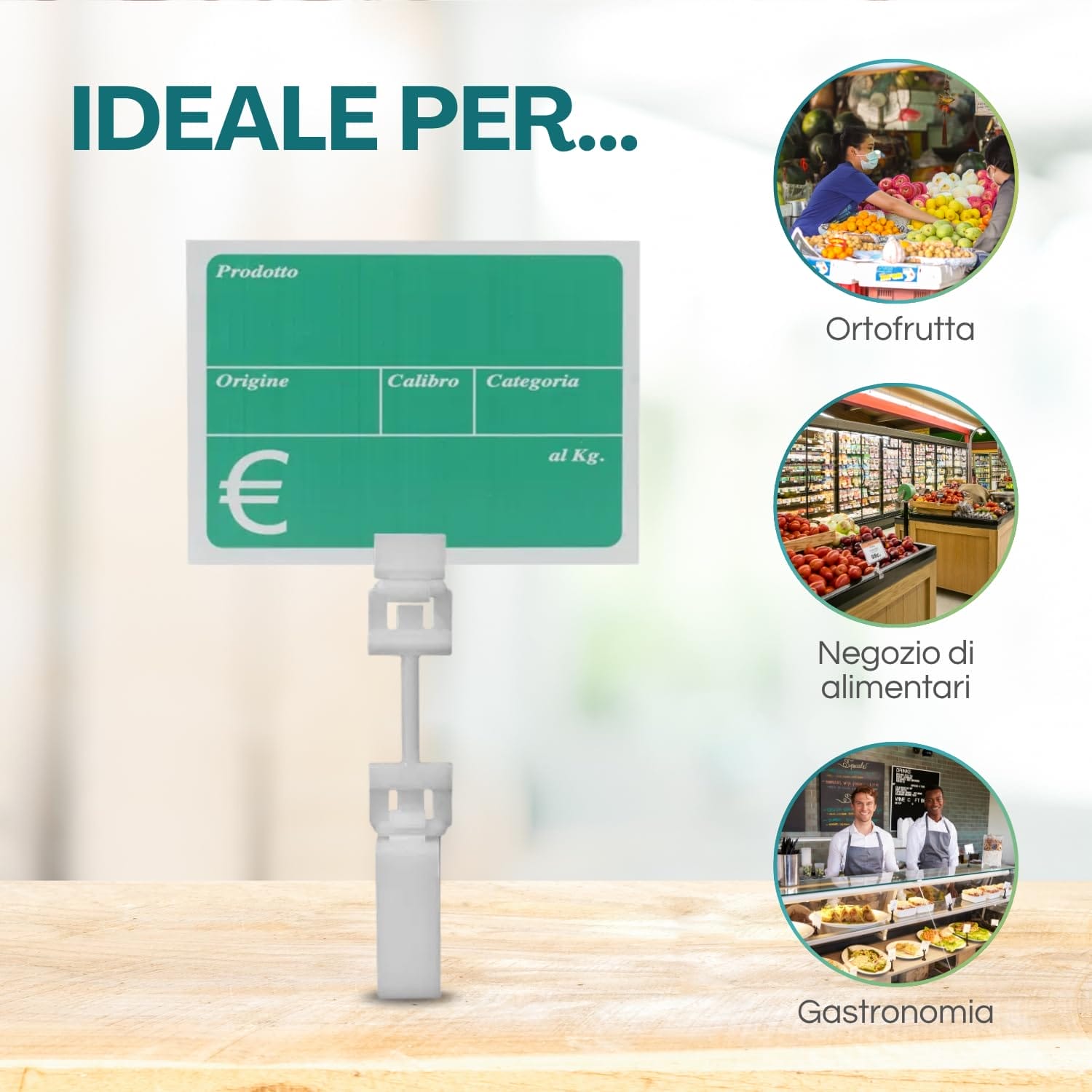 Cartellino ortofrutta con supporto, ideale per frutta, negozi alimentari e gastronomia