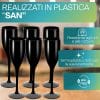 materiale SAN flute nero Set 6 flute champagne neri plastica SAN BPA free resistenti e lucenti