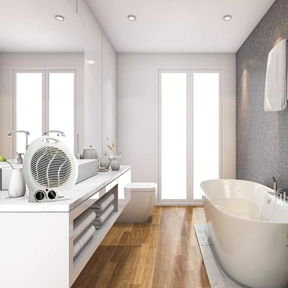 Scaldino elettrico portatile 2000W bianco in bagno moderno