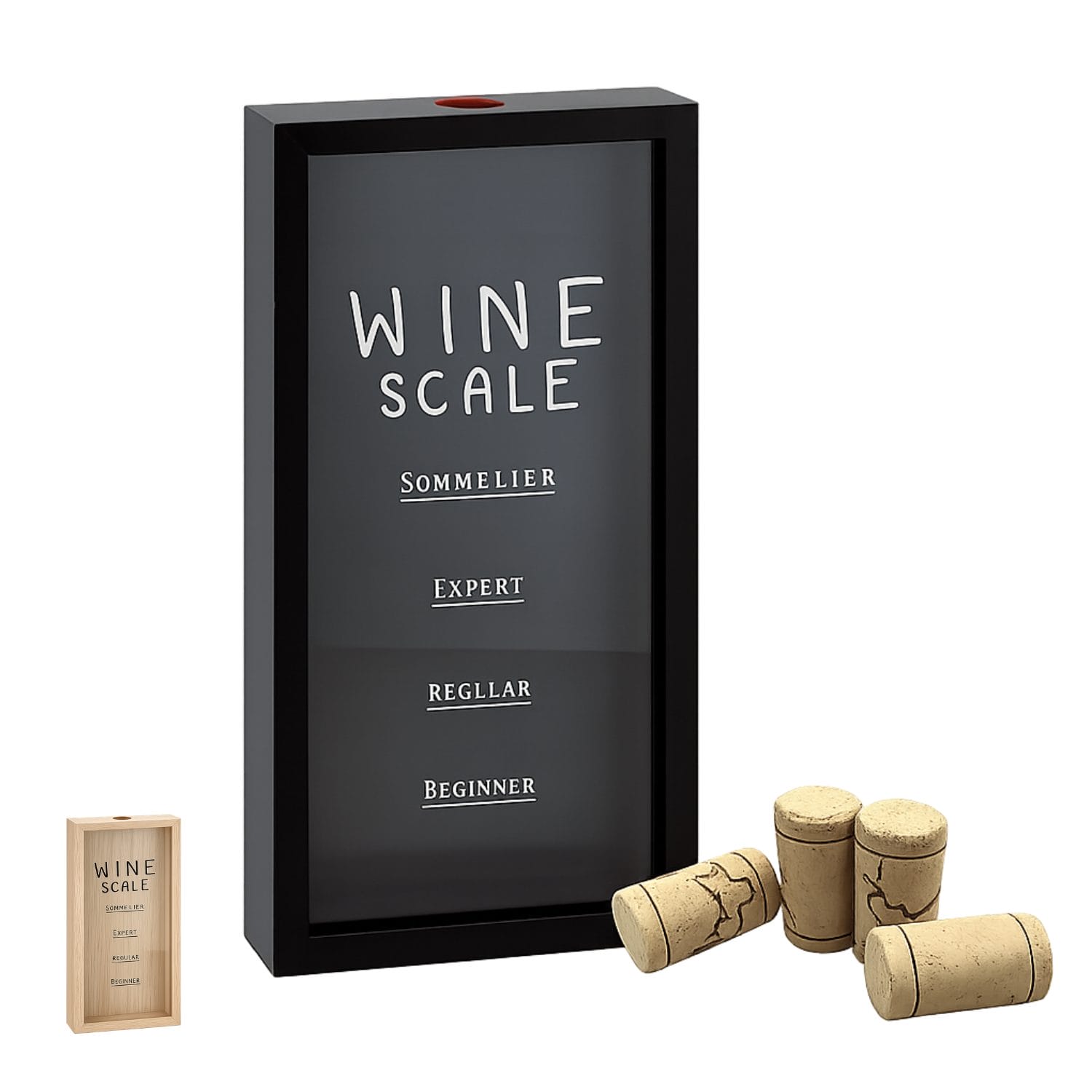 Porta tappi vino nero con vetro raccoglitore sugheri decorativo