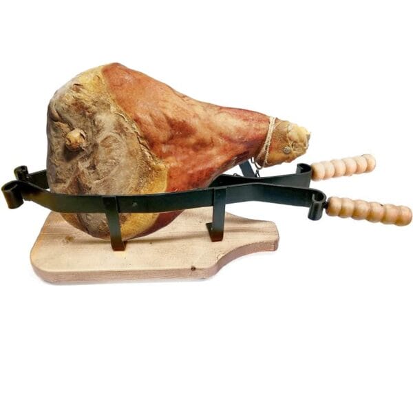 Morsa Porta Prosciutto In Legno E Ferro Battuto - Made In Italy Per Taglio A Mano E Presentazione - Foto 3