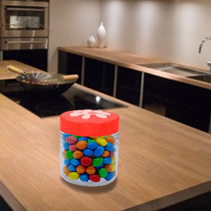 barattoli vetro 12x11 cm con coperchio rosso decorato per alimenti