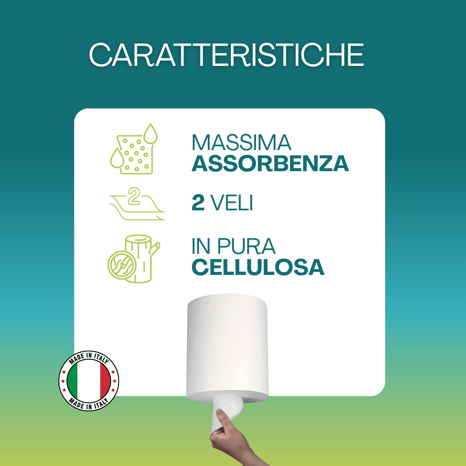 rotoli-ad-estrazione-centrale-dettagli (2) Rotolo asciugatutto bianco 2 veli in pura cellulosa Made in Italy