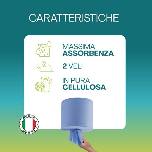 Rotoli Di Carta Asciugamani Blue Rolls CentreFeed A 2 Strati - Foto 4
