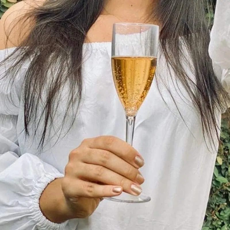 Flute champagne plastica con prosecco ideale per feste eventi e brindisi