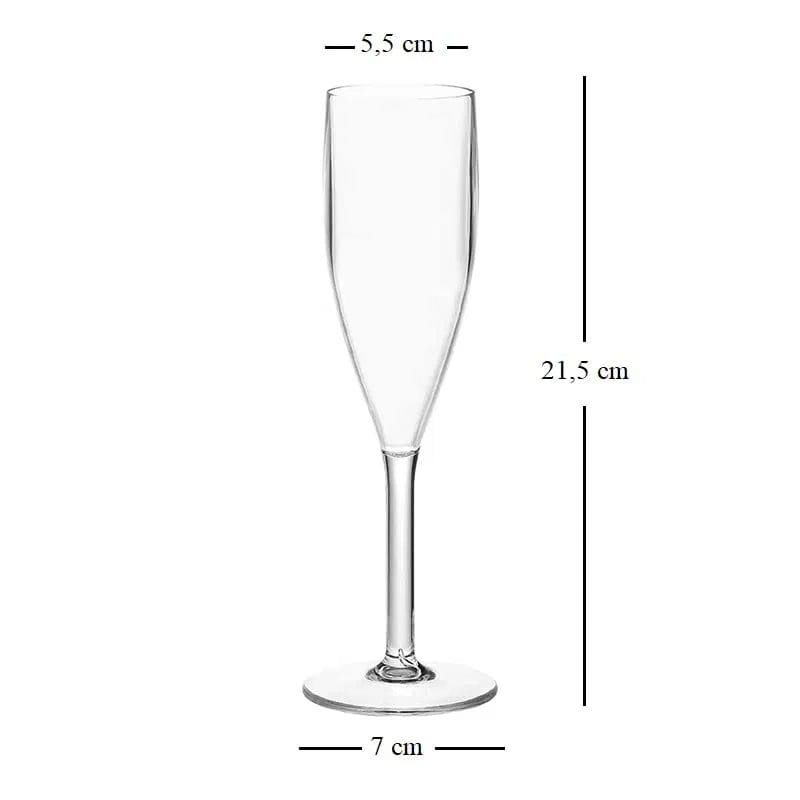 misura-flute Flute champagne plastica 170 cc dimensioni 21,5 cm bicchiere trasparente