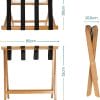 misura reggivaligia alto Porta valigia pieghevole in legno bamboo 65x36x51 cm con 4 cinghie nere resistenti
