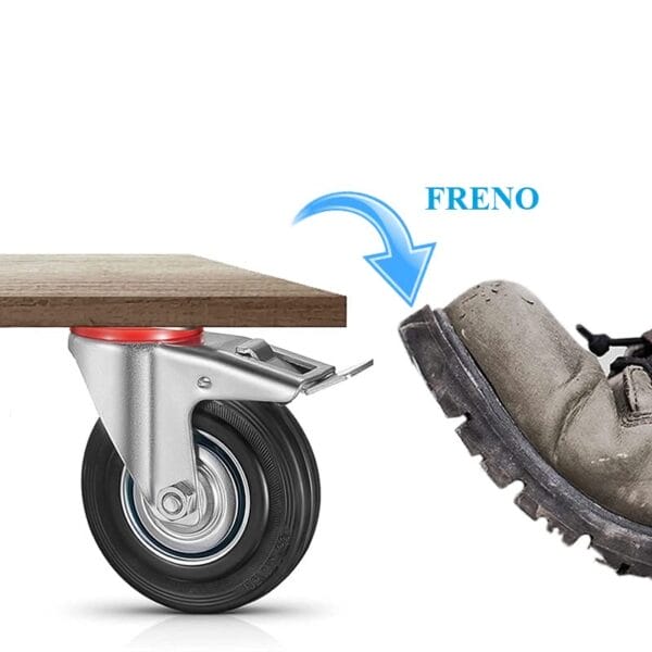 Scala Inox Ruota In Ghisa 10" X 2-1/2" Con Gomma E Cuscinetto - Per Carrelli, Carriole, Attrezzature Industriali Ruota Industriale Gomma - Foto 8