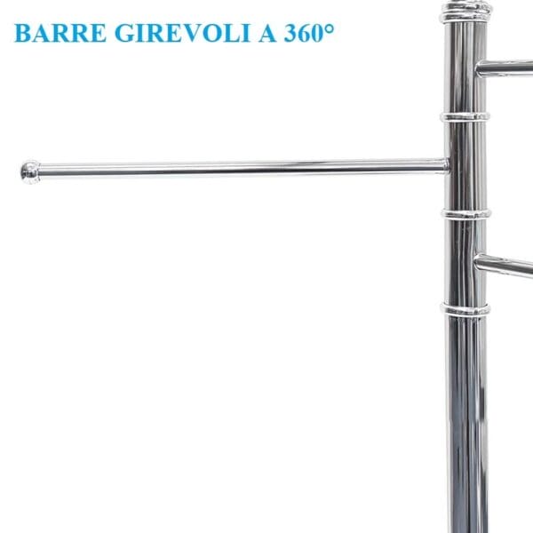 Asciugamani Per Bagno Piantana Portasciugamani Da Terra Con 3 Bracci Orientabili - Acciaio Inox Cromato Piantana Portasalviette - Foto 2