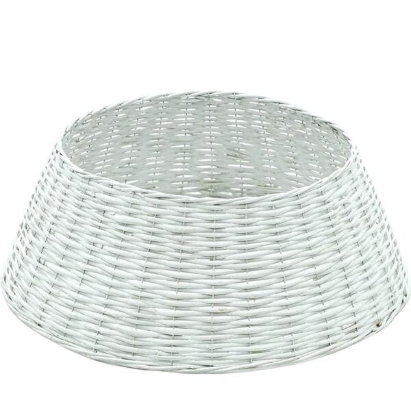 Gonna Per Albero Di Natale In Tela Con Stampa Fiocco Di Neve - Diametro 80 Cm, Colore Bianco