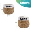 Cestino rotondo in corda con scritta Home, dimensioni 24x21 cm, organizer multiuso Cestino rotondo in corda con scritta Home, dimensioni 30x24 cm, portaoggetti casa