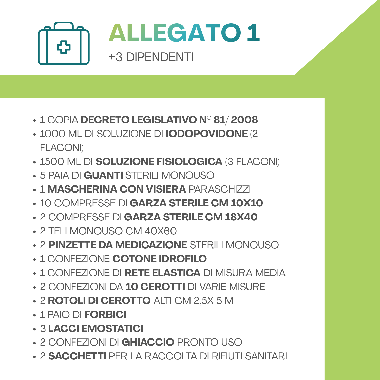 Kit reintegro pronto soccorso lavoro allegato 1 con garze, forbici, cerotti e ghiaccio istantaneo