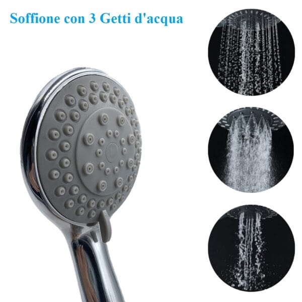 Soffione Doccia Krobec 130mm Con 3 Modalità - Cromato E Autopulente | Massaggio Spa A Casa