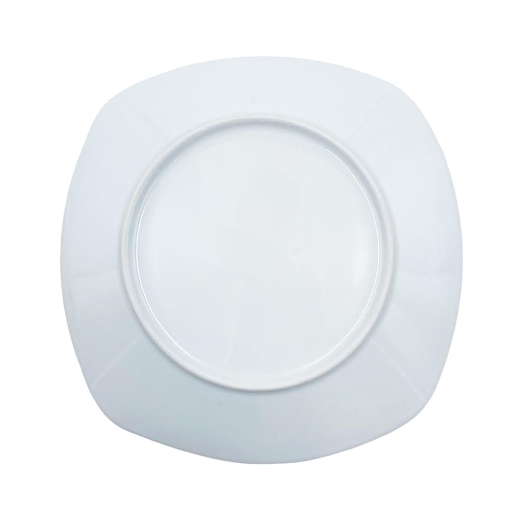 Retro piatto quadrato in porcellana bianca con base stabile e resistente