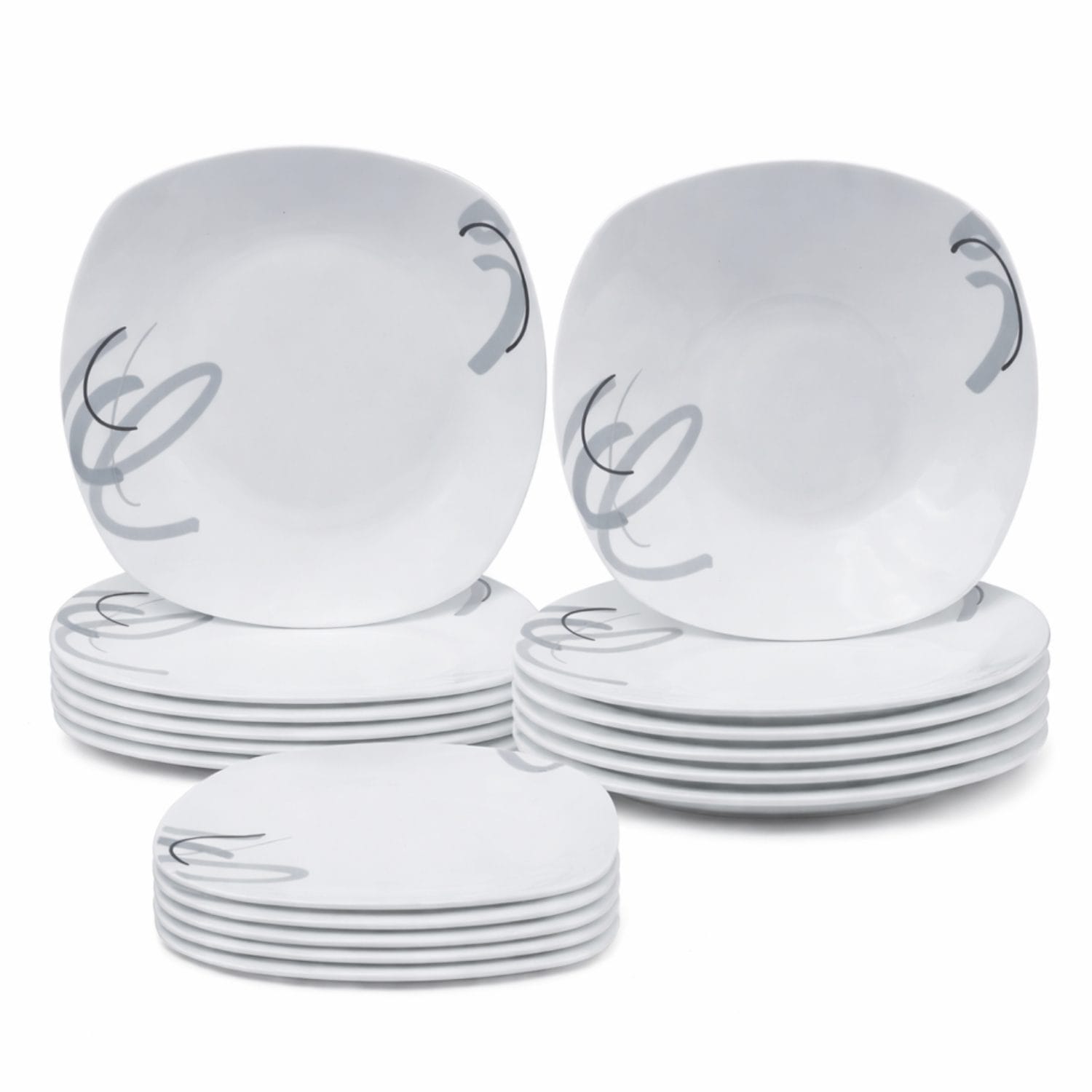 piatti quadrati principale Set piatti 18 pezzi ceramica bianca design moderno cucina