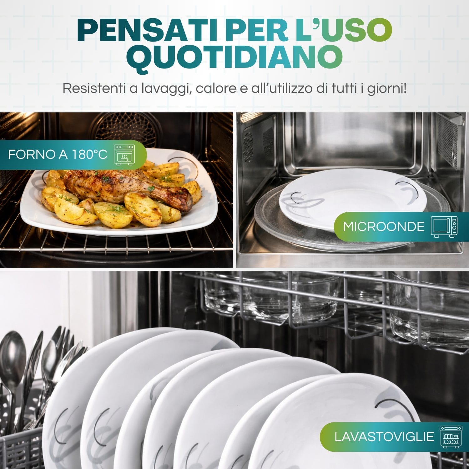 Piatti ceramica adatti a forno microonde e lavastoviglie
