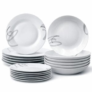 Set 18 piatti rotondi in porcellana