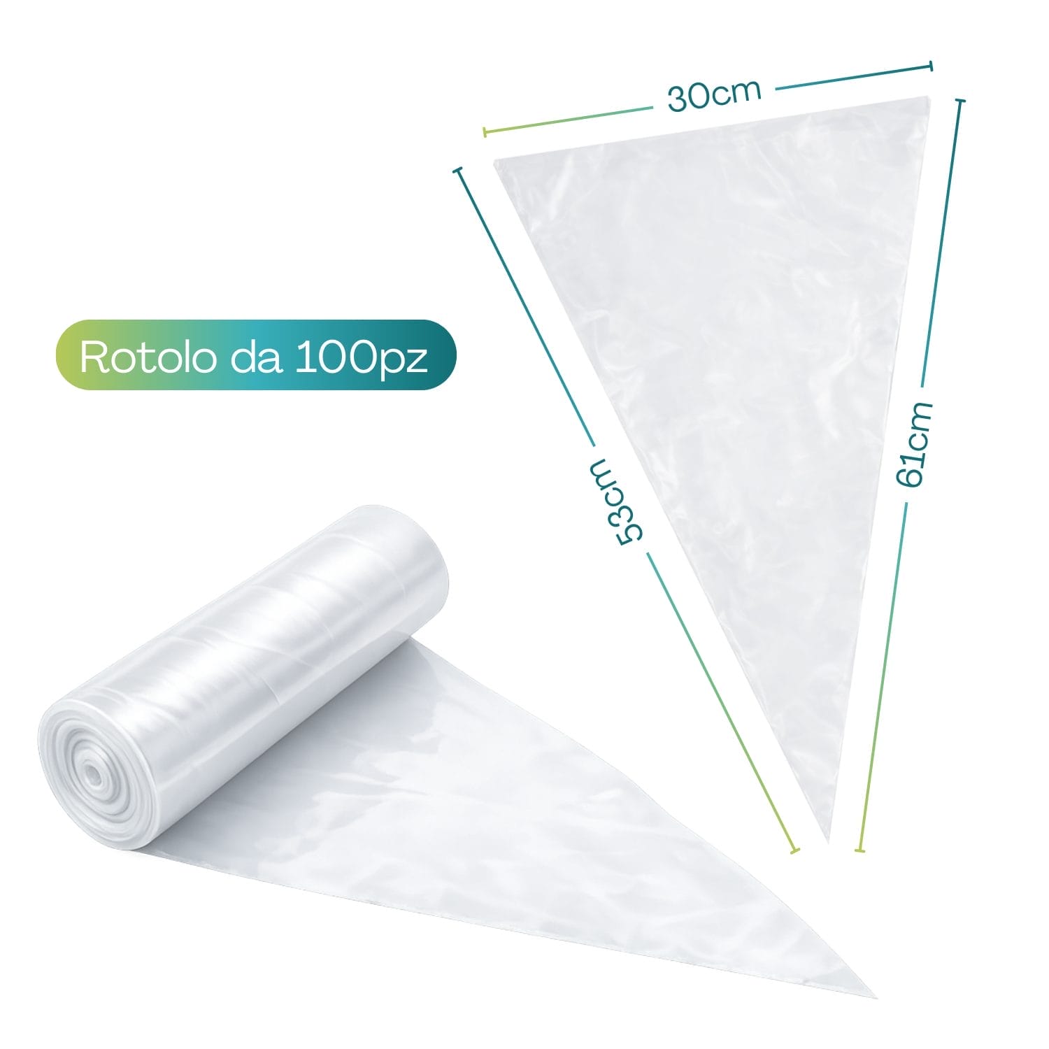 Sac a poche misure 30x53x61 cm rotolo da 100 pezzi