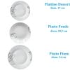 Piatti rotondi in porcellana con misure 19, 20.5 e 24 cm set 18 pezzi