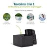 Tavolino 3 in 1 in rattan antracite con contenitore interno, pouf e piano d’appoggio per esterni