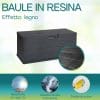 Baule in resina effetto legno antracite, resistente ai raggi UV e intemperie, facile da pulire