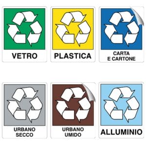 KIT 6 Etichette raccolta differenziata da 25x31cm