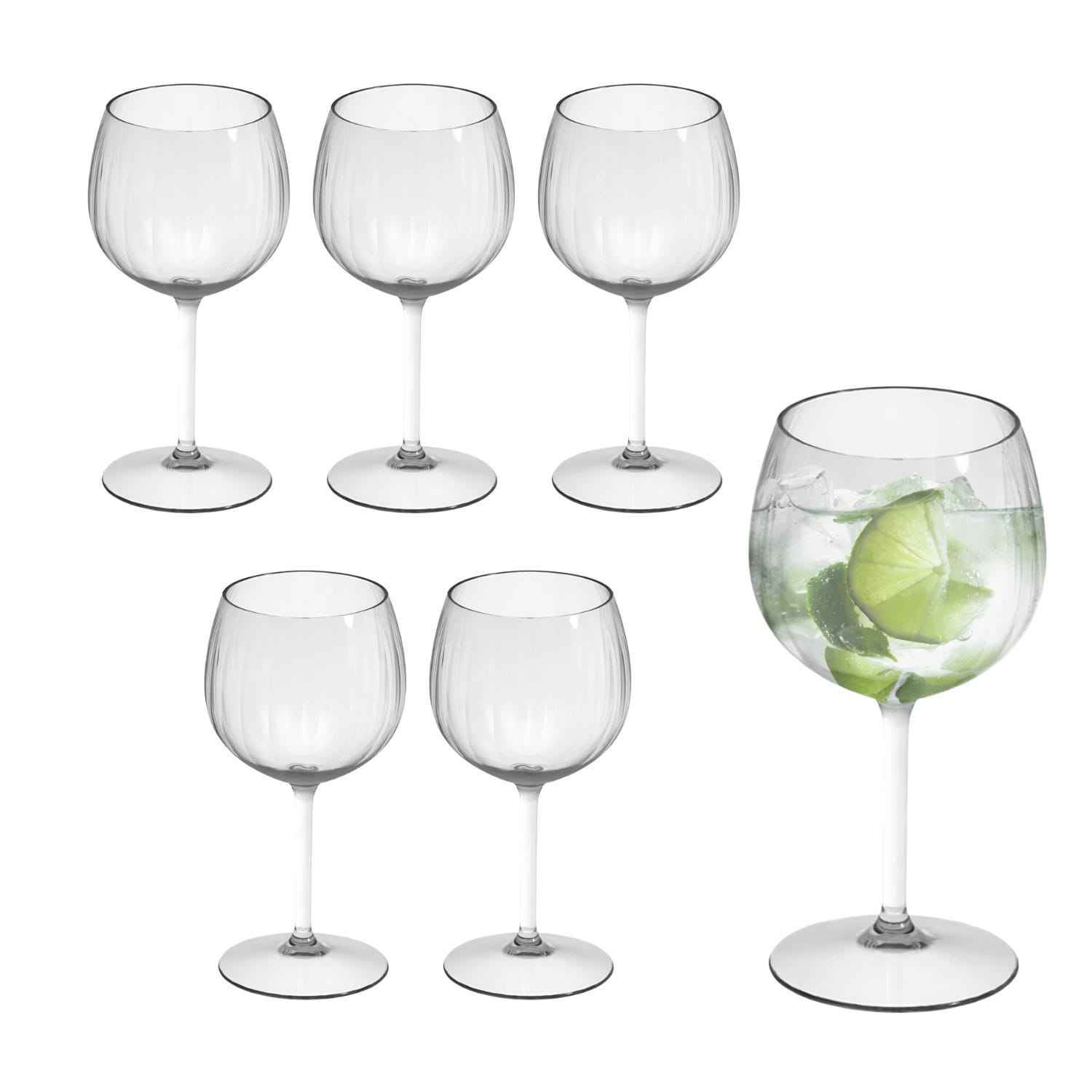 Set 6 bicchieri balloon gin tonic in vetro trasparente calice grande